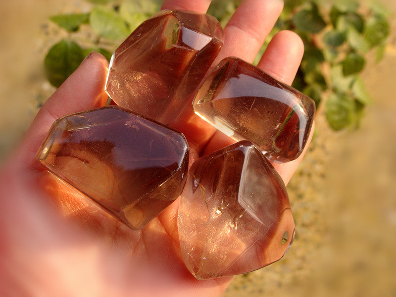 Natural Large Tea Crystal Energy Stone Root Chakra