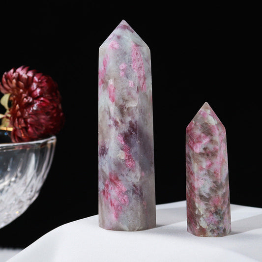 Plum Blossom Tourmaline Rough Stone Tower