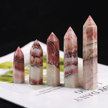 Natural Crystal Tower Red Jasper Single Point Hexagonal Tower