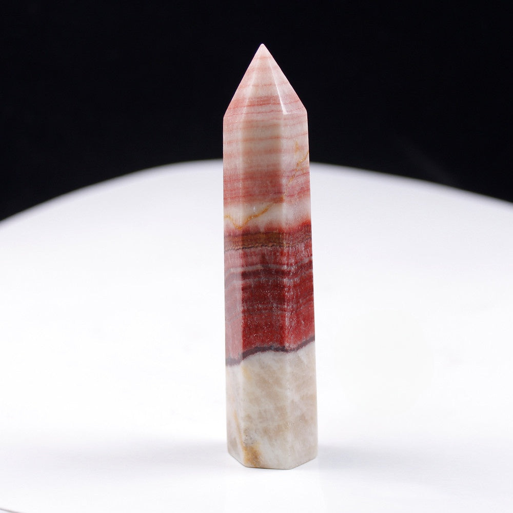 Natural Crystal Tower Red Jasper Single Point Hexagonal Tower