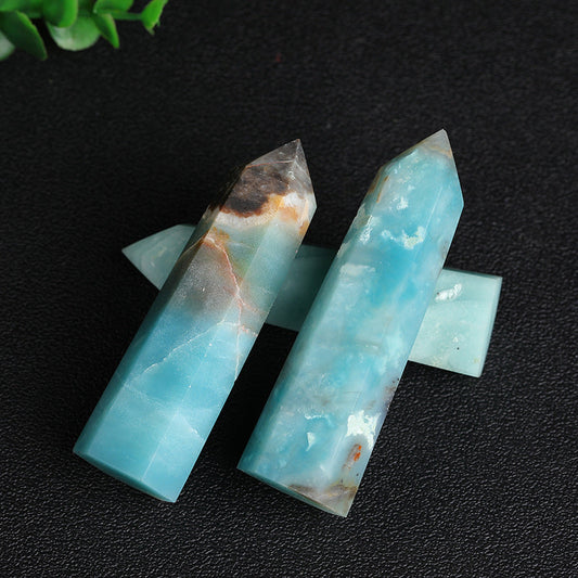 Natural Caribbean Sea Pattern Calcite Hexagonal Tower