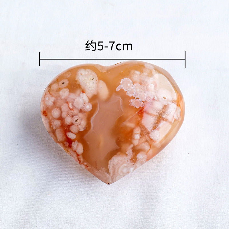 Natural Cherry Blossom Agate Heart