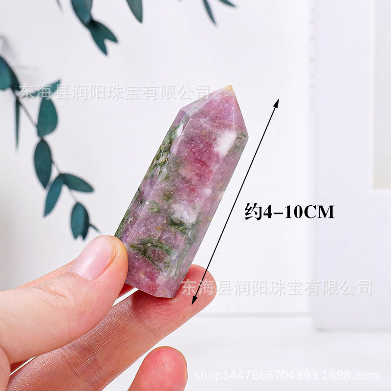 Natural Crystal Pink Green Tourmaline Single Point Tower