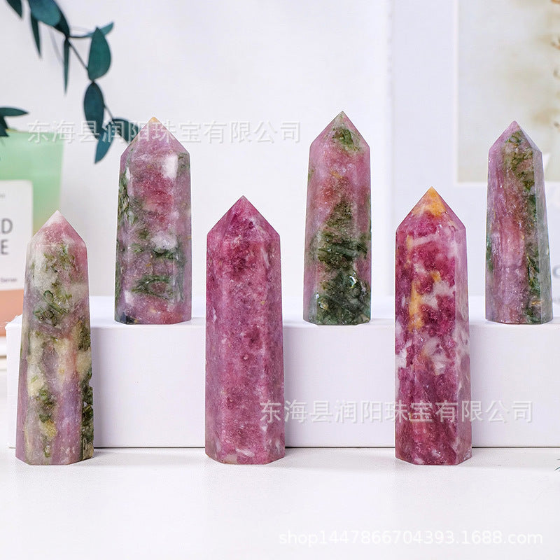 Natural Crystal Pink Green Tourmaline Single Point Tower