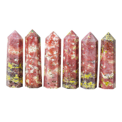 Plum Blossom Tourmaline Sesame Stone Hexagonal Tower Crystal Tower