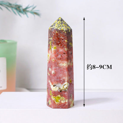 Plum Blossom Tourmaline Sesame Stone Hexagonal Tower Crystal Tower