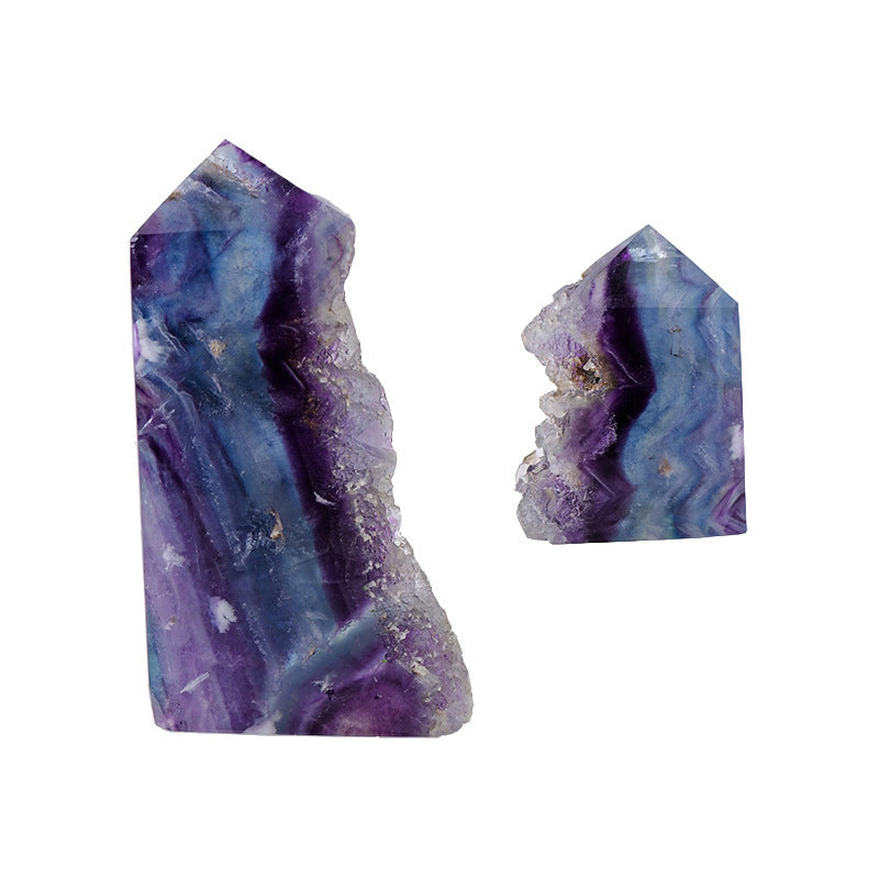 Natural Rainbow Fluorite Four-Sided Single Point Tower