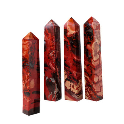 Natural Red Jade Single Point Four-Sided Tower