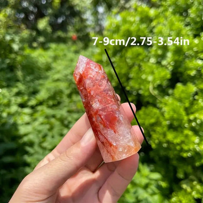 Natural Crystal Red Resin Flower Hexagonal Single Point Tower