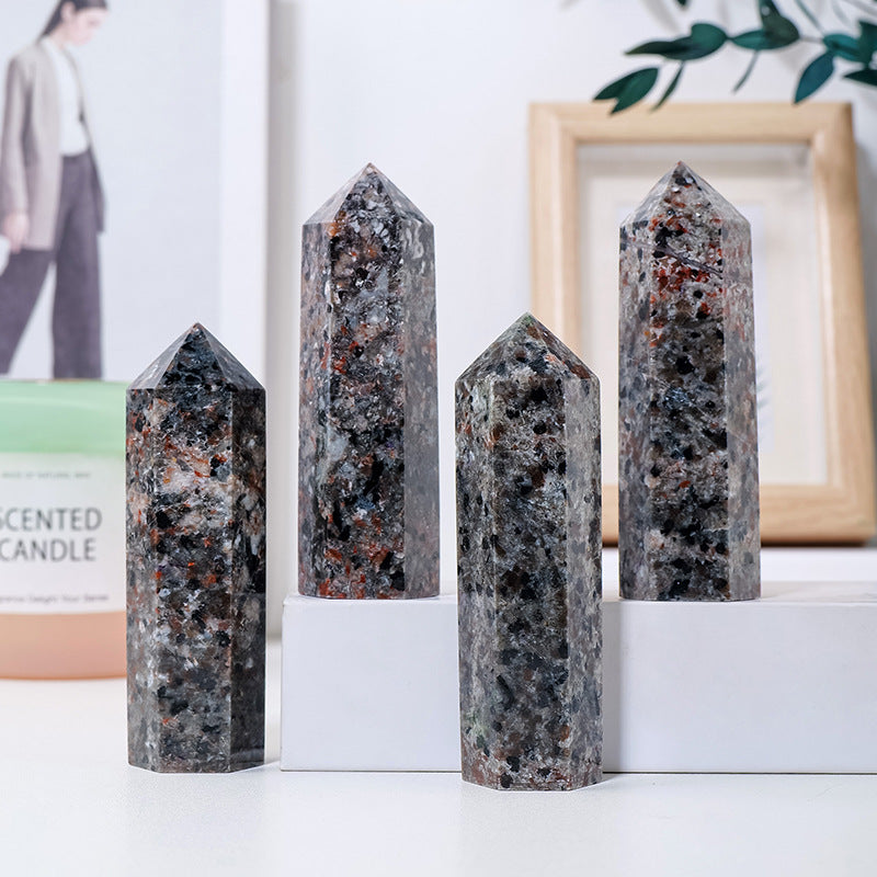 Natural Crystal Flame Stone Hexagonal Tower