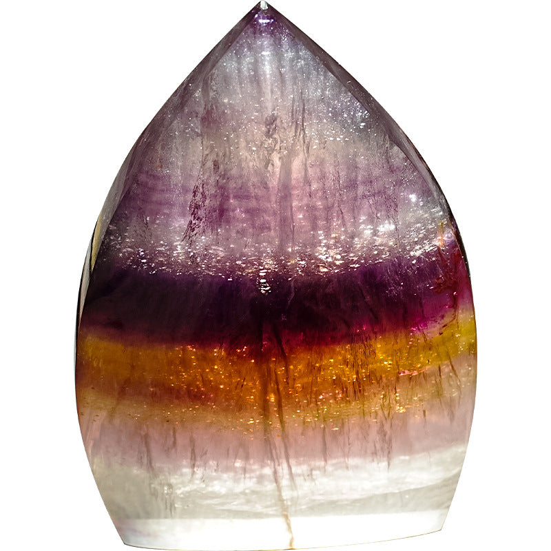 Natural Rainbow Fluorite Flame Carving