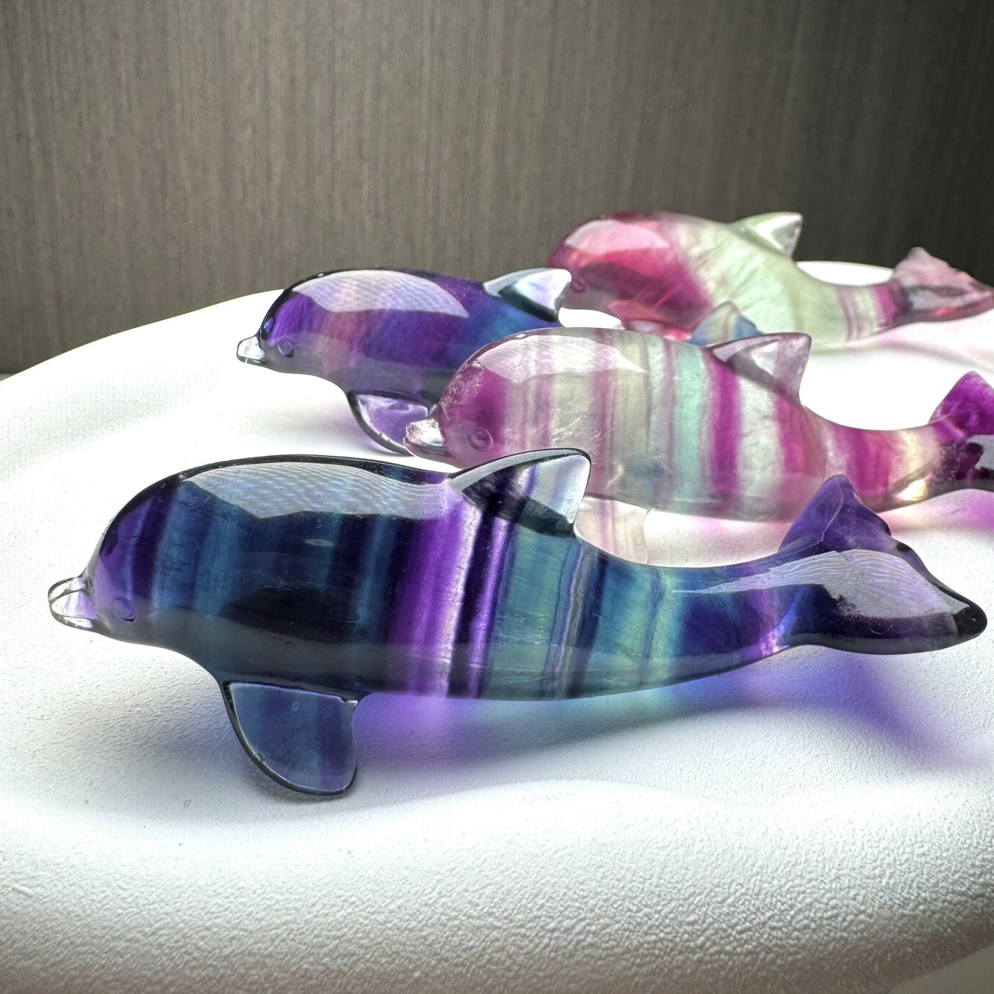 Natural Rainbow Fluorite Dolphin