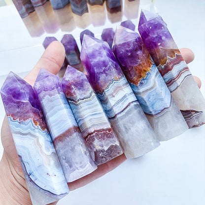 Natural Amethyst Agate Crystal Tower