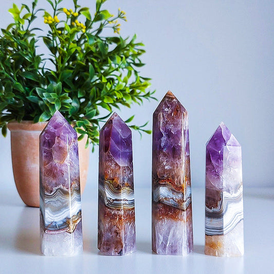 Natural Amethyst Agate Crystal Tower